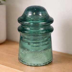 Vintage Hemingray No 9 Blue Glass Insulator May 2 1893